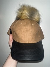 The Hatter Company NWT Black & Brown Baseball Cap Hat With Pom Pom