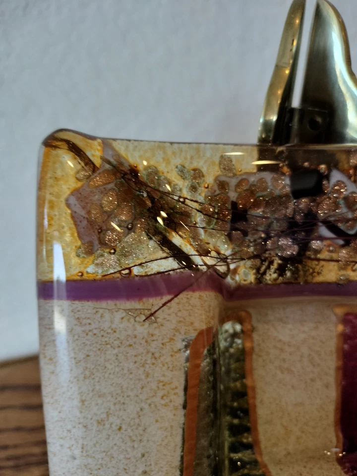 Art Glass Trinket Dish Handcrafted In Greece Fused Mid Century Modern - Image 3 of 4