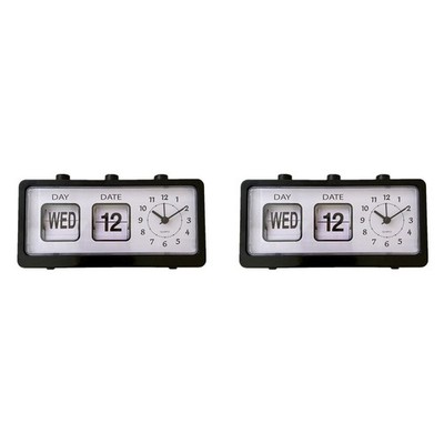 2X Mechanische  Neuheit Flip Clock Desktop Digitaluhr mit Kalender Uh4915