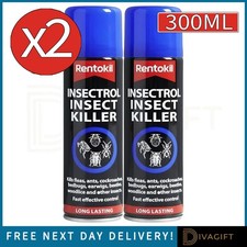 2 x RENTOKIL INSECTROL INSECT KILLER SPRAY 300ML KILLS PEST FLEAS ANTS BEDBUGS