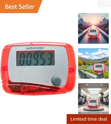 Red Mini Digital LCD Pedometer - Tracks Steps, Distance & Calories Effortlessly