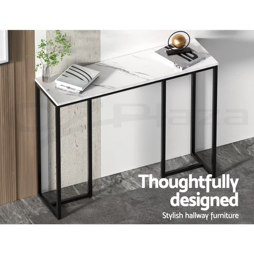 Artiss Console Table Hallway Table With Marble Effect Tabletop White Entry Table - Picture 7 of 10