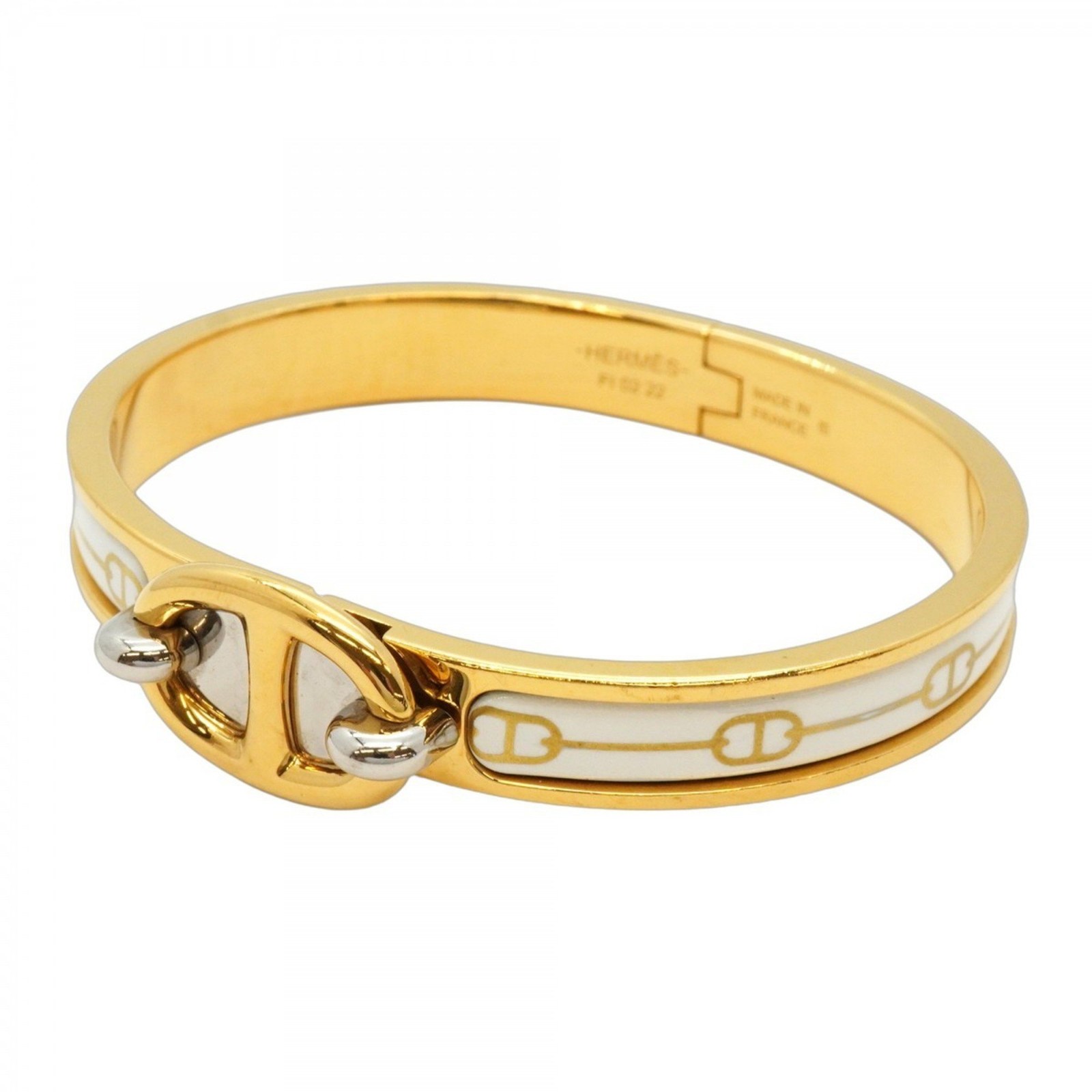 Hermes Mini Click Chaine d'Ancre Bangle Gold Silver Plated Metal Bracelet GZl1ablq-image