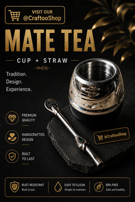 Mate Cup Vintage Engraved Black Aluminum Argentine Yerba Mate Gourd Set Straw
