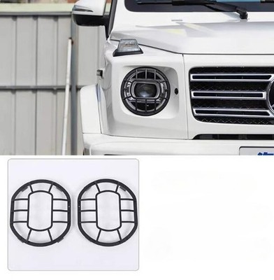 For 2019-26 G-Class W463 G63 G500 Black steel Front Headlight Frame Trim Cover D
