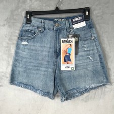 Rewash Cut Off Wedge Jean Shorts Size 1 Distressed Super High Rise 90s 80s Retro