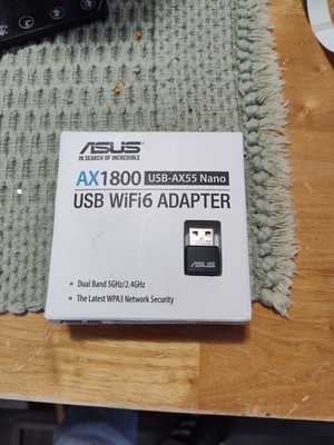 New ASUS Dual-Band Wi-Fi 6 AX1800 USB-AX55 Nano USB Network Adapter - Black