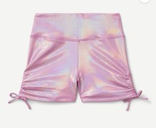 JUSTICE ALL OVER FOIL DANCE  GYMNASTICS SHORTS  Girls Size 7/8 Purple New