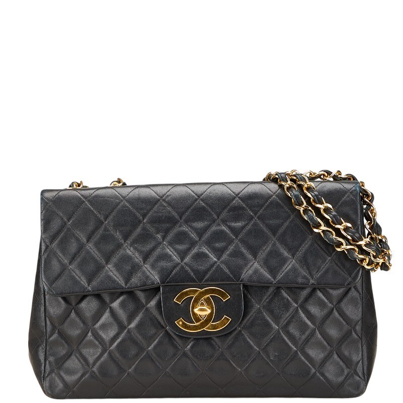 CHANEL Black Lambskin Matelassé Coco Mark Chain Shoulder Bag Pre-Owned