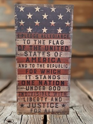 Primitives by Kathy 31558 Rustic Patriotic Box Sign, 9 x 18-Inches, Pledge to...