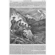Circessian Warriors on the Look Out - Antique Print 1859