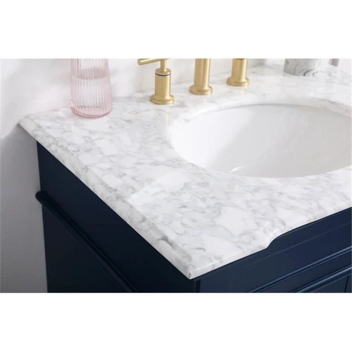 Elegant Decor Wesley 30" Steel and Solid Wood Single Bathroom Vanity Set in Blue - Picture 4 of 8