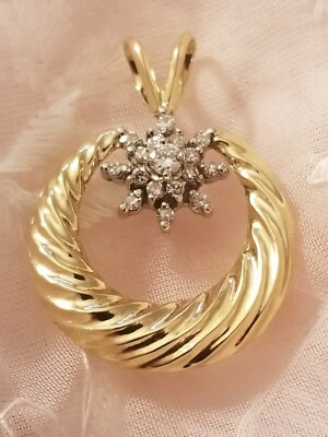 Hübscher 14K Diamant Anhänger - 2,6 Gramm - 1 1/4'' x 7/8''