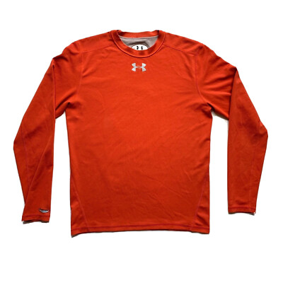 Under Armour Top Mens Large Orange All Season Gear  Stay Cool Stretch Athletic
