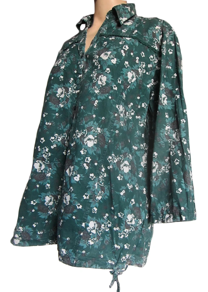 Damen Grün 100% Baumwolle Hemd/ Bluse/ Kittel UK Größe 16, Eu 48, 3/4long Ärmel - Bild 4 von 4