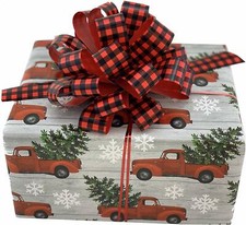 Red Black Buffalo Plaid Pull Bows - 8" Wide, Set of 6, Christmas, Gift Bows