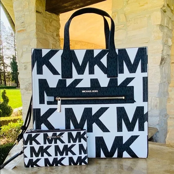 Michael Kors Kenly Large Graphic MK Signature Tote Wallet Options Gift New  Purse