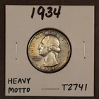 1934 25c Washington Quarter - Unc Details - Heavy Motto - Value Coin - SKU-T2741