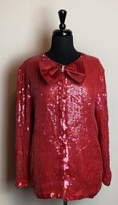 red sequin long sleeve top
