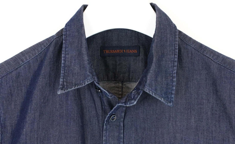 Camisa TRUSSARDI JEANS Para Hombre (Reino Unido) 39 Informal Fina Denim Abotonada Cuello Extendido Foto 4 de 4