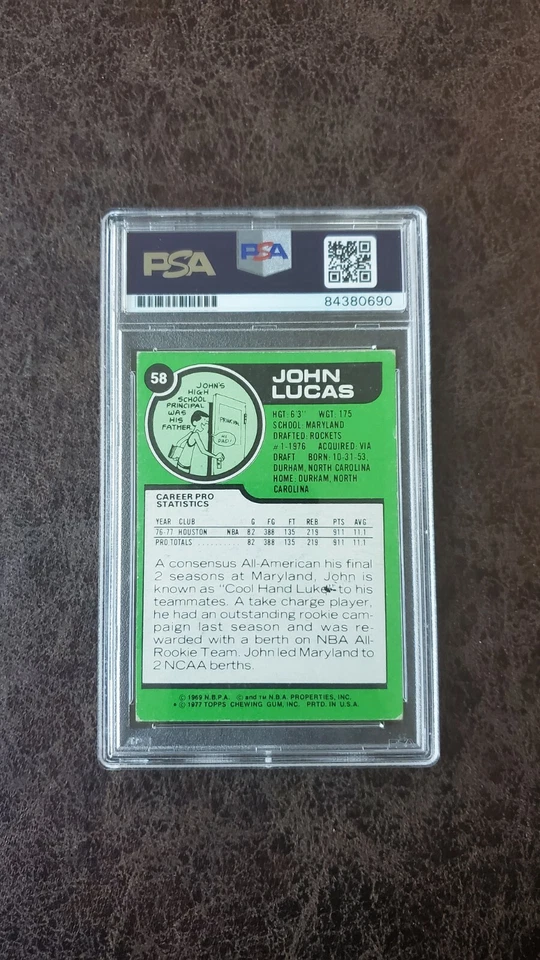 1977 Topps John Lucas rookie #58 Autograph PSA Authenticated - Houston Rockets - Image 2 of 2