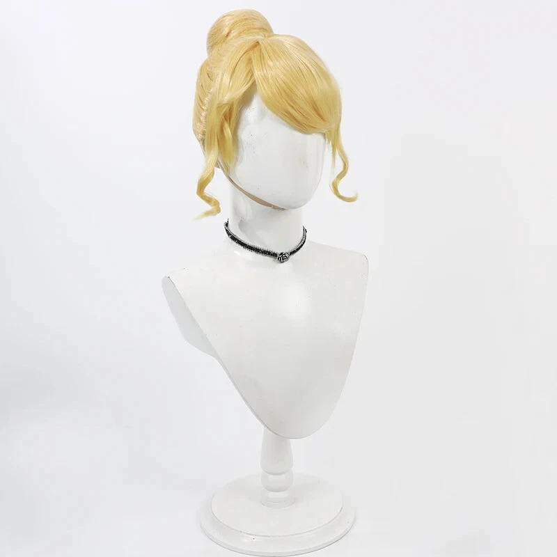 Peluca Cosplay Cenicienta para Mujeres Adultas Pelucas de Princesa Rubia con Bollos Pelo Alto Foto 3 de 4