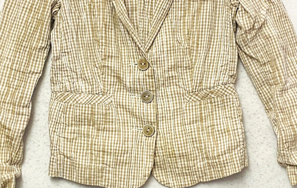 CAbi Jacket Womens Small Long Sleeve Button Up Collar Linen Beige - Image 3 of 4