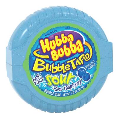 Hubba Bubba Bubble Gum Tape - Sour Blue Raspberry - 6 PK - 6' Long! SHIPS FREE
