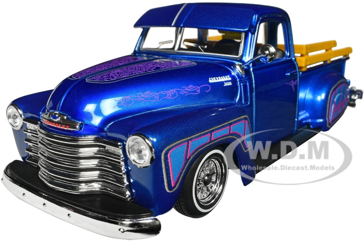 1950 CHEVROLET 3100 PICKUP LOWRIDER CANDY BLUE 1/25 DIECAST CAR BY