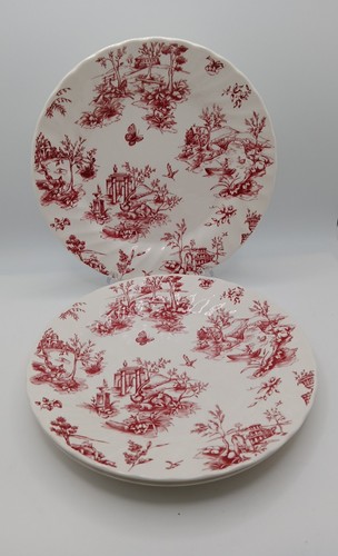 Vintage 3 Queen's Chelsea Toile Fine Earthenware Dinner 10" Plates - Picture 2 of 7
