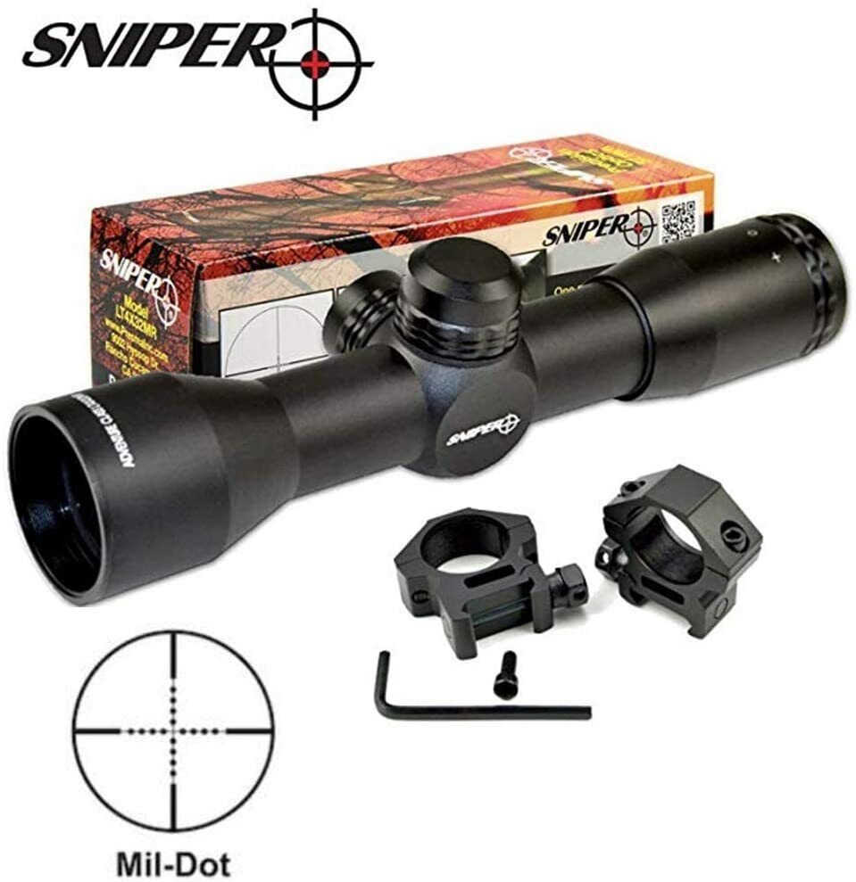 Sniper 4X32 CROSSBOW Scope Rifle Scope w/ Picatinny Rings Clear Glass Warranty