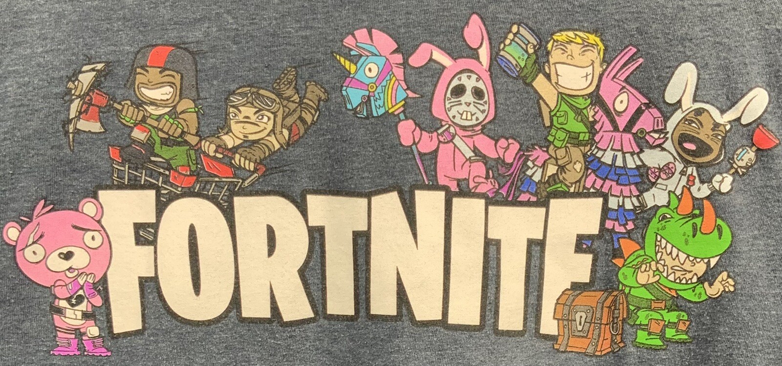 FORTNITE Blue Short Sleeve T-Shirt Pink Bear 100% Cotton Video Game  Character