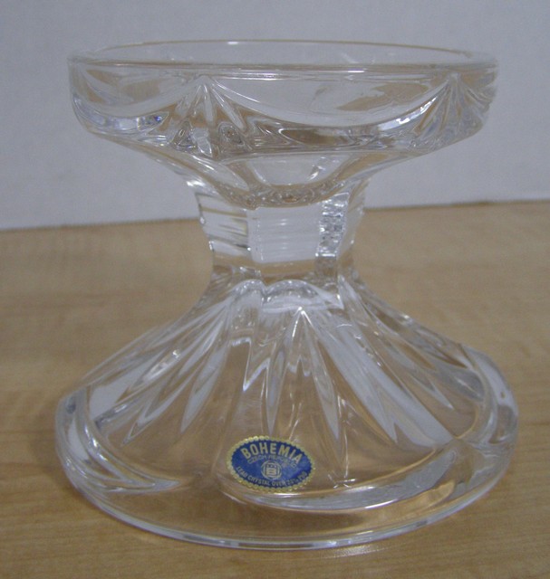 NEW Heavy Crystal Glass Candle Holder Pillar Candles Bohemia