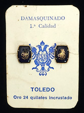 vintage-damasquinado-toledo-pierced-earrings-flower-spain-gold-24k-oro-on-card