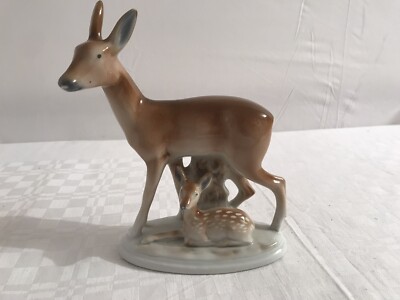 Porzellanfigur Reh mit Kitz Fasold & Strauch Bock-Wallendorf Top Zustand Sammler
