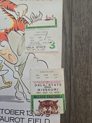 Vintage Rare 1979 Missouri Oklahoma State Football Program And Ticket Stubs - Picture 2 of 6