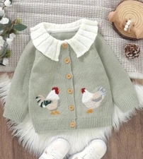 NEW Boutique Farm Chicken Baby Toddler Girls Boys Cardigan Sweater