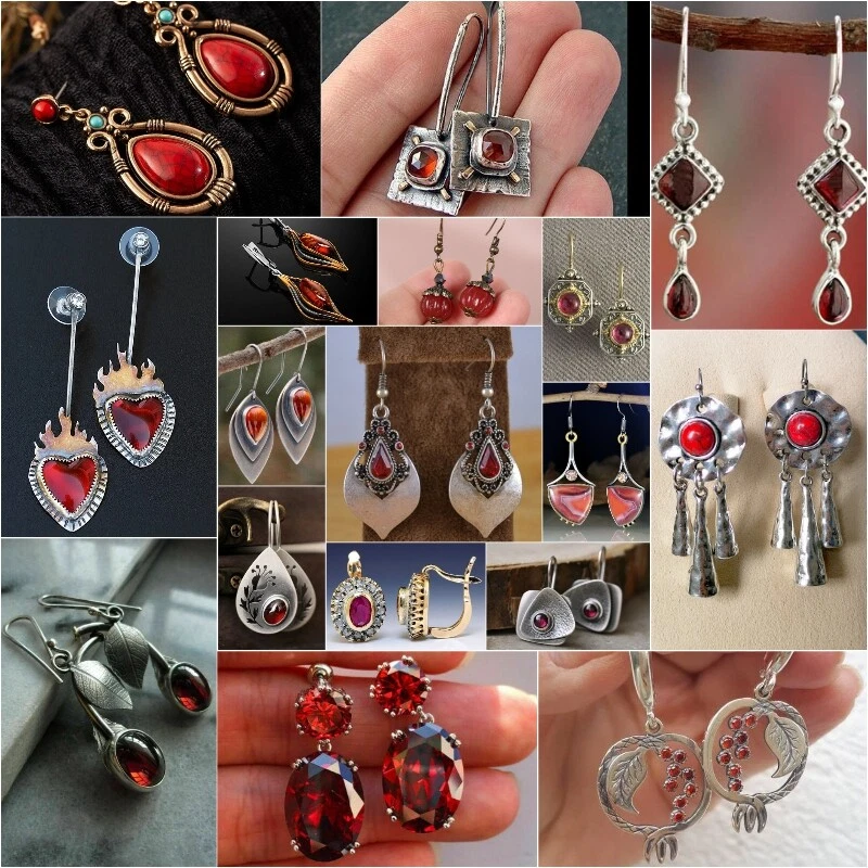 Red stone earrings online