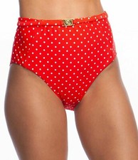 Ralph Lauren Women's Red Pindot High-Waisted Belted Bottoms L6851 Size 8