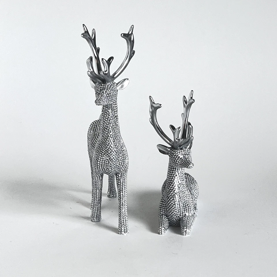 2 серебряных цветных оленя декор рождественский олень бисер вид коттедж 7 и 5 дюймов - Изображение 2 из 4