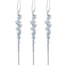 3er Pack - 15 cm irisierende Eiszapfen - Weihnachten Winter Baumbehang Dekoration