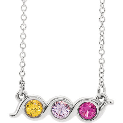 Bezel-Set Family Necklace for Mother, Sterling Silver 1-5