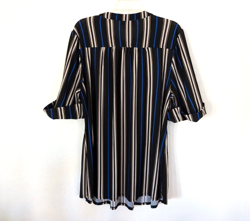 Blusa COCOMO Para Mujer 2X Multicolor Rayas Pintuck 1/4 Cremallera Manga 3/4 Trabajo - Imagen 5 de 10