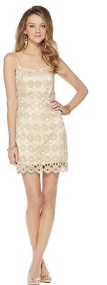 LILLY PULITZER DRESS SIZE GOLD METALLIC LACE $368