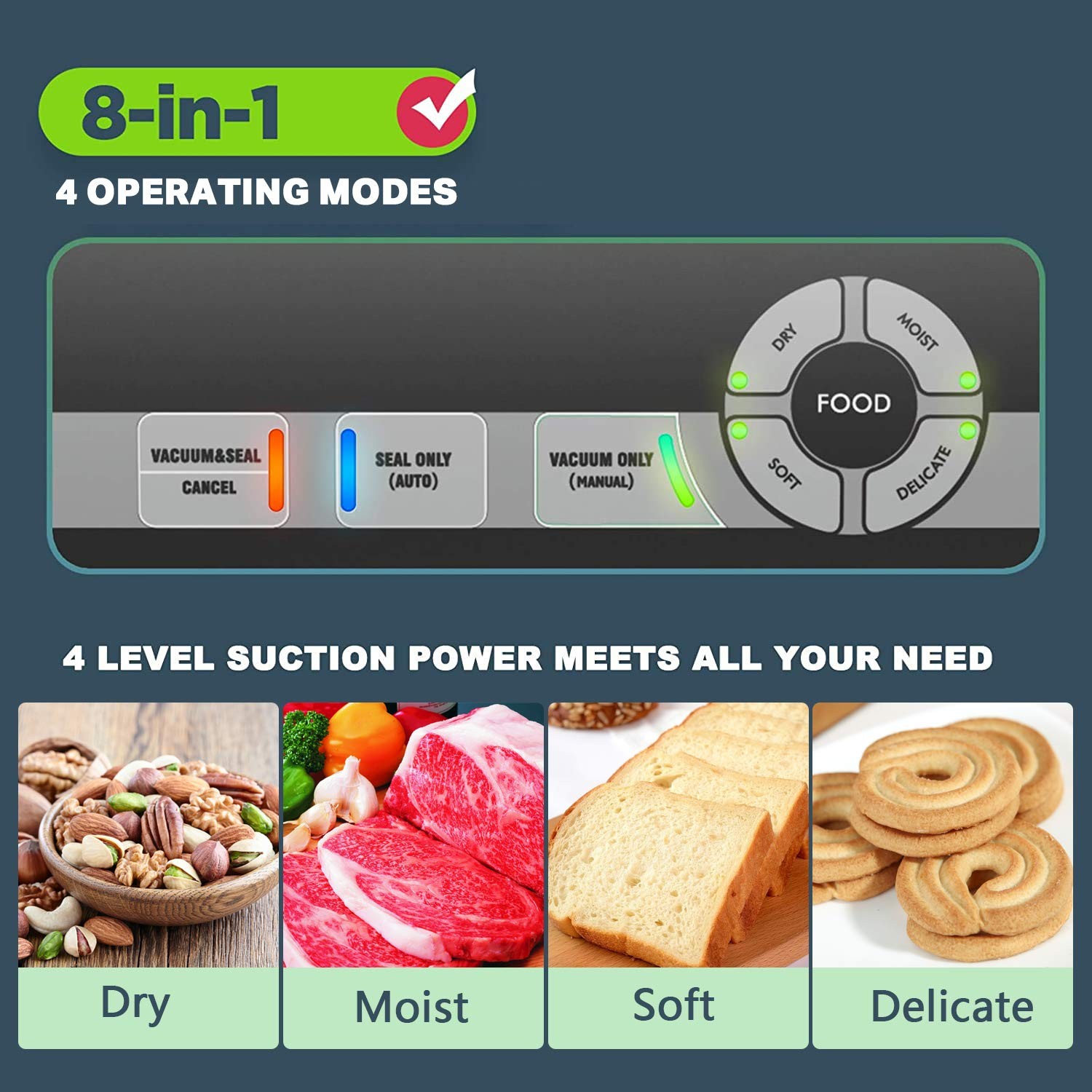 Precision Vacuum Sealer Machine, Powerful Pro Vacuum Food Sealer, 8-in-1 Easy...