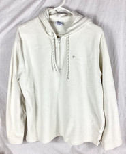 Old Navy Womens Fleece Pullover Hoodie Size XL Cream Long Sleeve 1/4 Zip