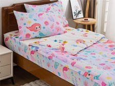 Mermaid Printed Zipper Bedding Sets Twin Lightweight Microfiber Girls Ocean C...