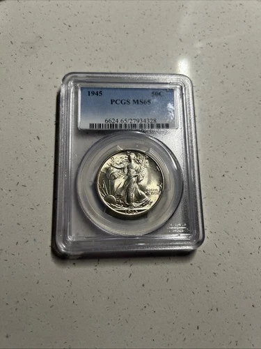 1945 P WALKING LIBERTY SILVER HALF DOLLAR, BEAUTIFUL COIN, MS65! PCGS
