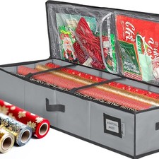 Wrapping Paper Storage Container - Durable 600D Tear-Proof, Fits 27 Rolls Gift