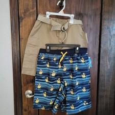 New Boys Sz 14 / 16 Bundle 1 Ring of Fire Tan Shorts I Neff Swim Trunks Lot FB
